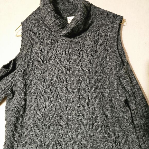 Faded Glory Womens Cold Shoulder Sweater Size Large Gray Knit Cute Hipster Chic - Picture 3 of 10